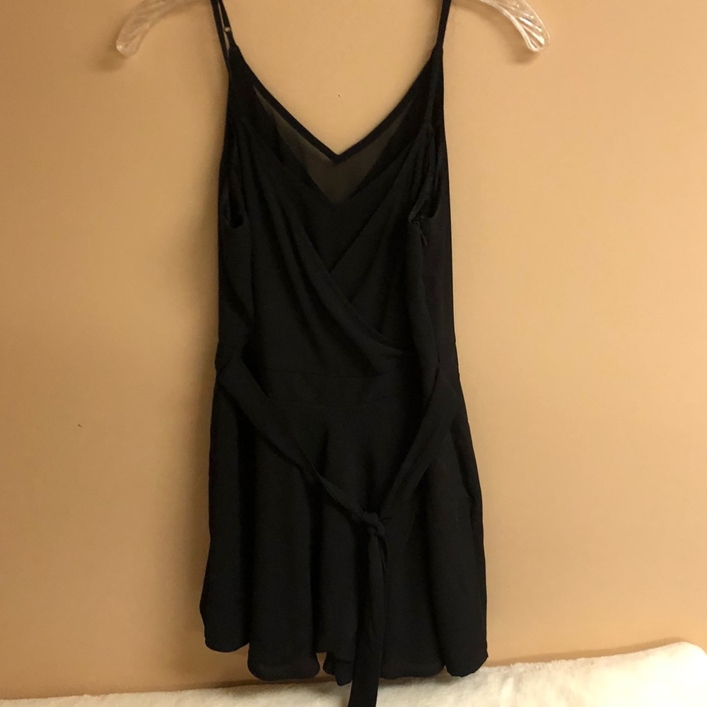Black Romper with a Waist Tie